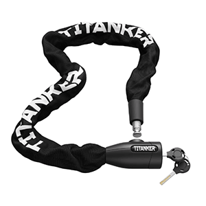 Heavy-duty chain bike lock designed for flexible high-security locking around large objects and multiple bike components